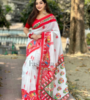 SM-3202 Semi Moslin Soft Silk Sharee