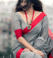 Cotton Ash Red Sharee